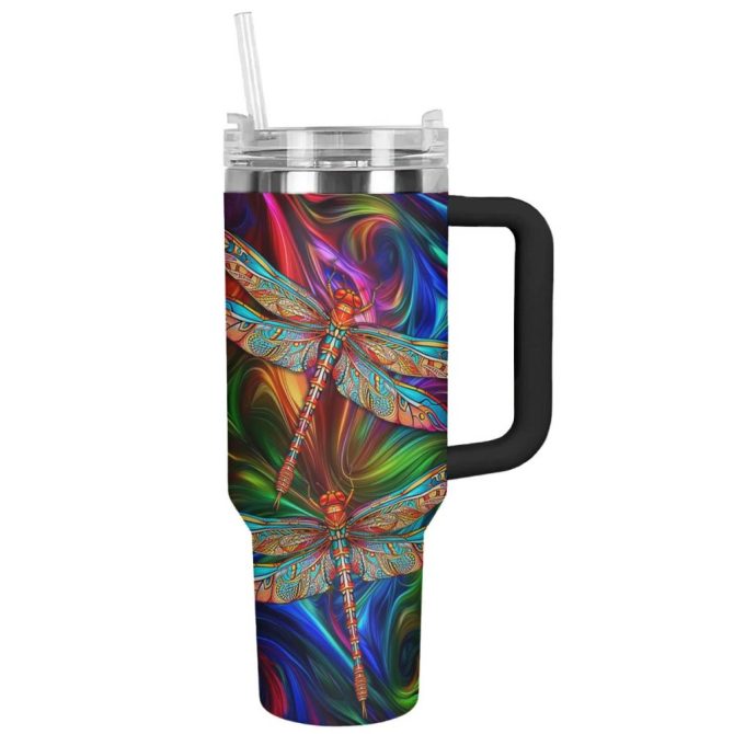 Dragonfly Custom Stanley Quencher 40Oz Stainless Steel Tumbler With Handle