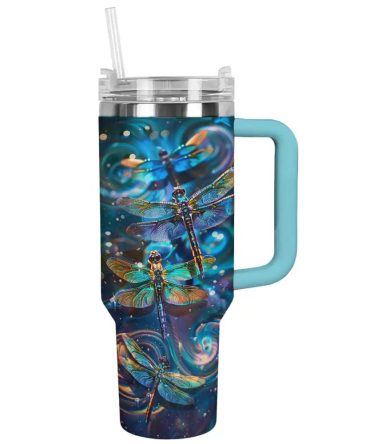 Dragonfly Custom Stanley Quencher 40Oz Stainless Steel Tumbler With Handle