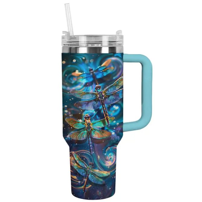 Dragonfly Custom Stanley Quencher 40Oz Stainless Steel Tumbler With Handle