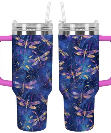 Dragonfly Custom Stanley Quencher 40Oz Stainless Steel Tumbler With Handle