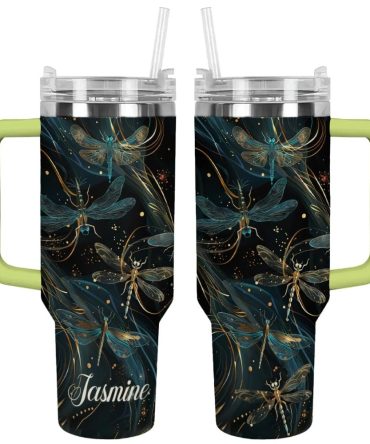 Dragonfly Custom Stanley Quencher 40Oz Stainless Steel Tumbler With Handle