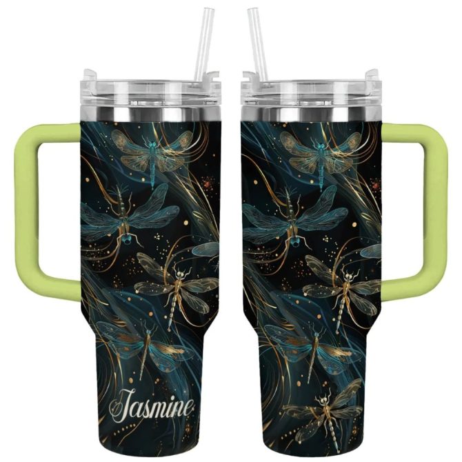 Dragonfly Custom Stanley Quencher 40Oz Stainless Steel Tumbler With Handle