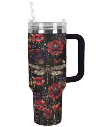 Dragonfly Custom Stanley Quencher 40Oz Stainless Steel Tumbler With Handle