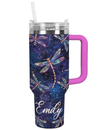 Dragonfly Custom Stanley Quencher 40Oz Stainless Steel Tumbler With Handle