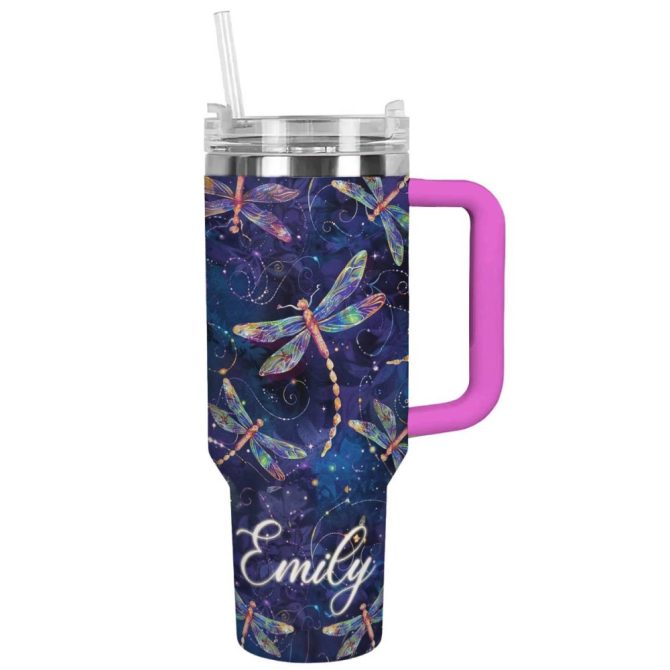 Dragonfly Custom Stanley Quencher 40Oz Stainless Steel Tumbler With Handle