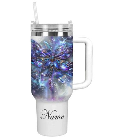 Dragonfly Custom Stanley Quencher 40Oz Stainless Steel Tumbler With Handle