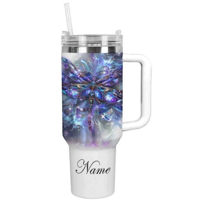 Dragonfly Custom Stanley Quencher 40Oz Stainless Steel Tumbler With Handle