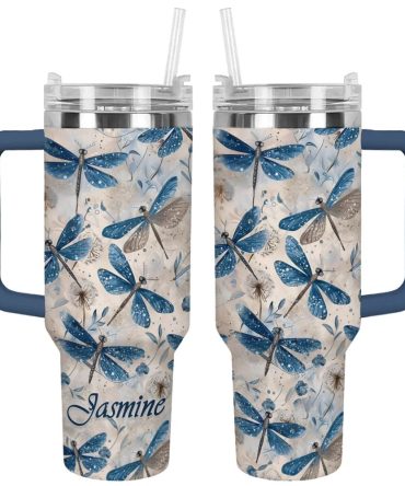 Dragonfly Custom Stanley Quencher 40Oz Stainless Steel Tumbler With Handle