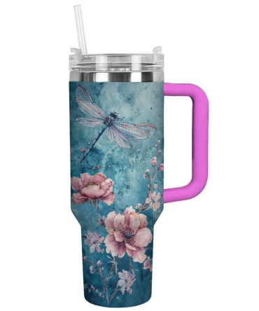 Dragonfly Custom Stanley Quencher 40Oz Stainless Steel Tumbler With Handle