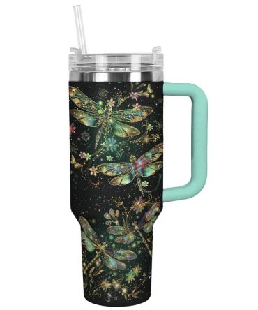 Dragonfly Custom Stanley Quencher 40Oz Stainless Steel Tumbler With Handle