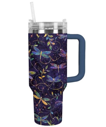 Dragonfly Custom Stanley Quencher 40Oz Stainless Steel Tumbler With Handle