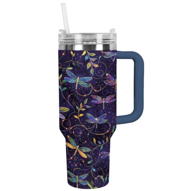 Dragonfly Custom Stanley Quencher 40Oz Stainless Steel Tumbler With Handle