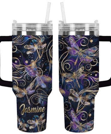 Dragonfly Custom Stanley Quencher 40Oz Stainless Steel Tumbler With Handle