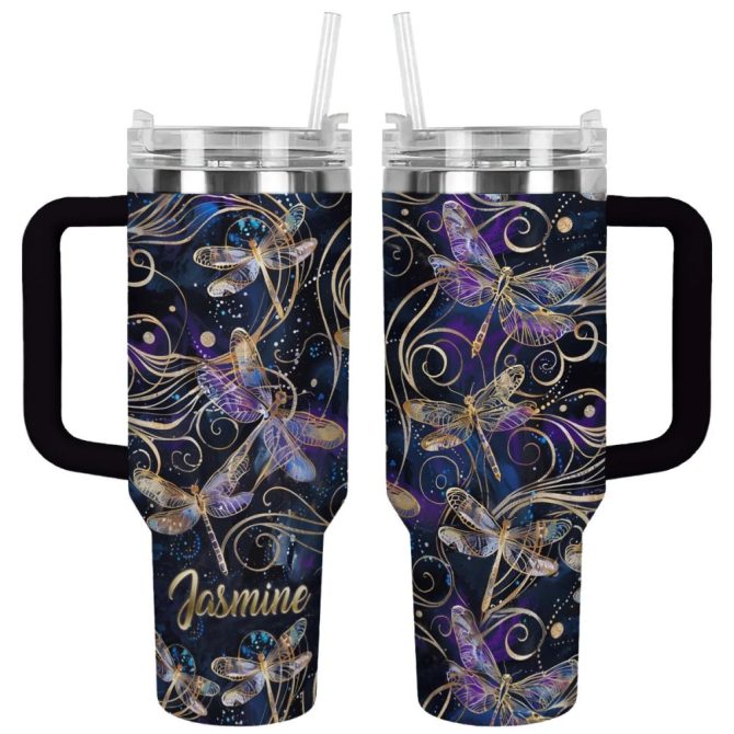 Dragonfly Custom Stanley Quencher 40Oz Stainless Steel Tumbler With Handle