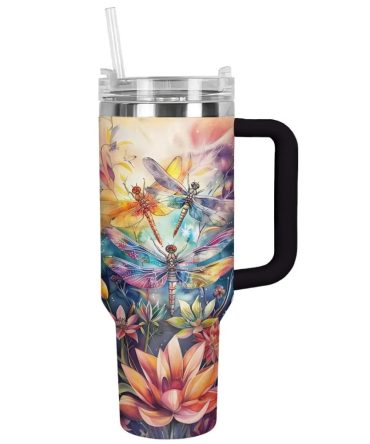 Dragonfly Custom Stanley Quencher 40Oz Stainless Steel Tumbler With Handle