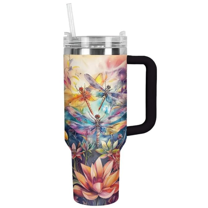 Dragonfly Custom Stanley Quencher 40Oz Stainless Steel Tumbler With Handle