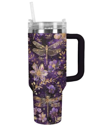 Dragonfly Custom Stanley Quencher 40Oz Stainless Steel Tumbler With Handle
