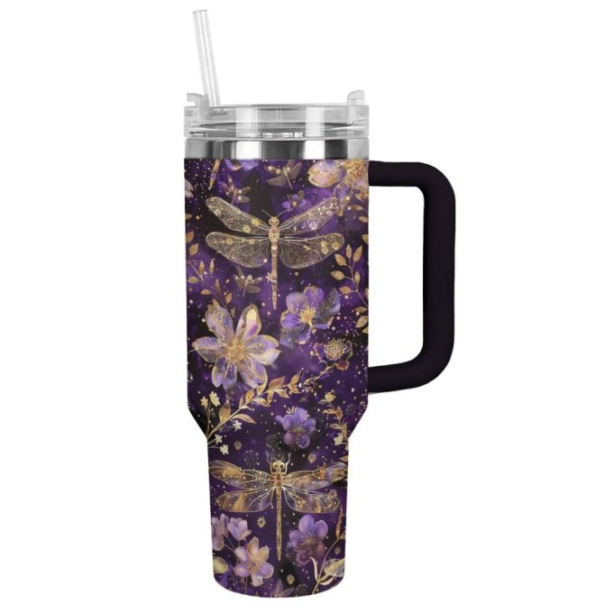 Dragonfly Custom Stanley Quencher 40Oz Stainless Steel Tumbler With Handle