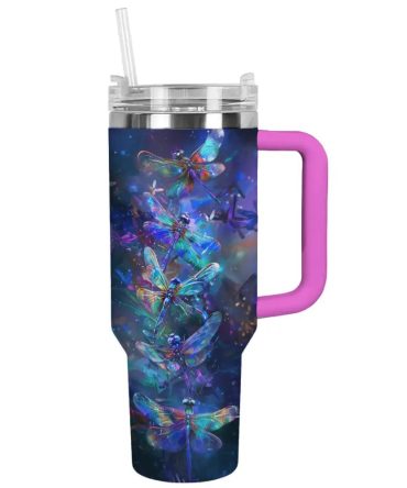Dragonfly Custom Stanley Quencher 40Oz Stainless Steel Tumbler With Handle