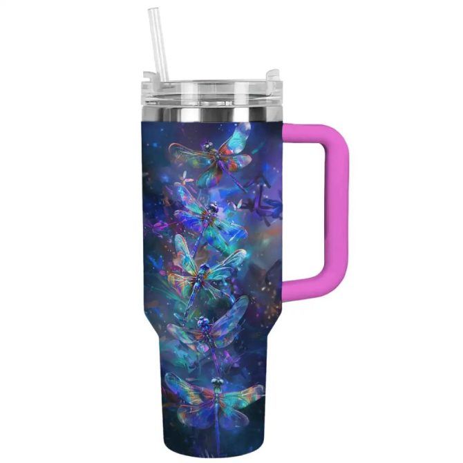 Dragonfly Custom Stanley Quencher 40Oz Stainless Steel Tumbler With Handle