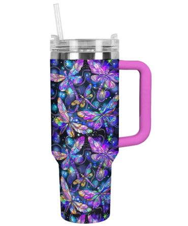 Dragonfly Custom Stanley Quencher 40Oz Stainless Steel Tumbler With Handle