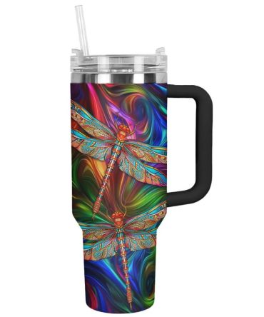 Dragonfly Custom Stanley Quencher 40Oz Stainless Steel Tumbler With Handle