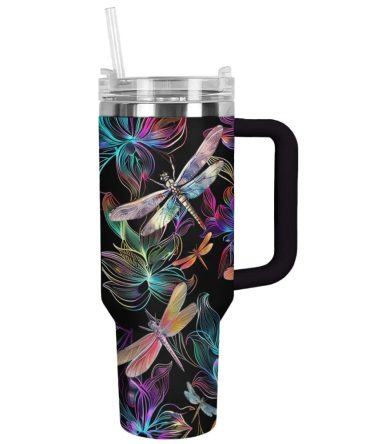 Dragonfly Custom Stanley Quencher 40Oz Stainless Steel Tumbler With Handle