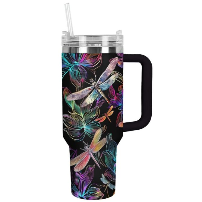 Dragonfly Custom Stanley Quencher 40Oz Stainless Steel Tumbler With Handle