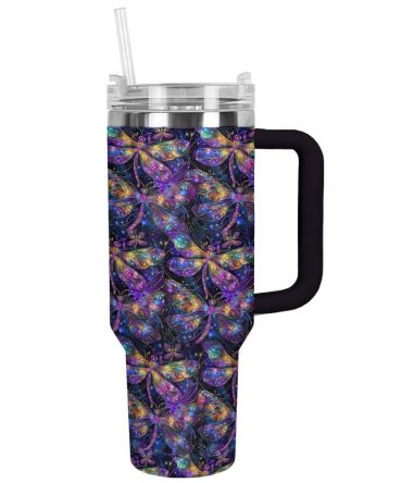 Dragonfly Custom Stanley Quencher 40Oz Stainless Steel Tumbler With Handle