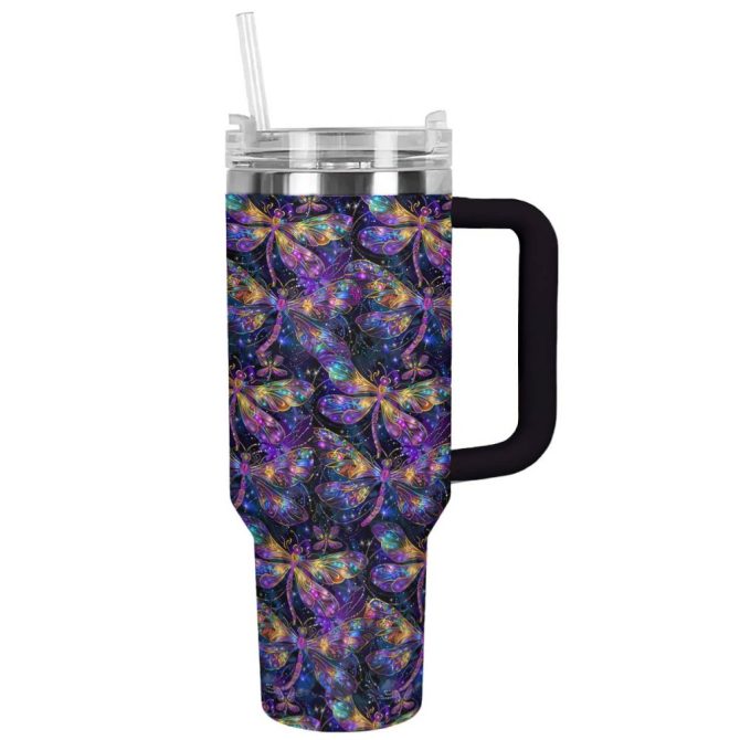 Dragonfly Custom Stanley Quencher 40Oz Stainless Steel Tumbler With Handle