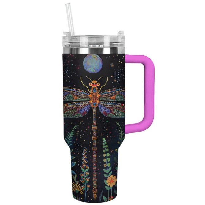 Dragonfly Custom Stanley Quencher 40Oz Stainless Steel Tumbler With Handle
