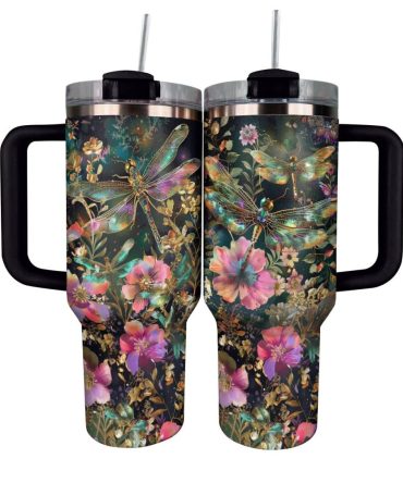 Dragonfly Custom Stanley Quencher 40Oz Stainless Steel Tumbler With Handle