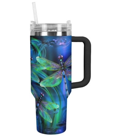 Dragonfly Custom Stanley Quencher 40Oz Stainless Steel Tumbler With Handle