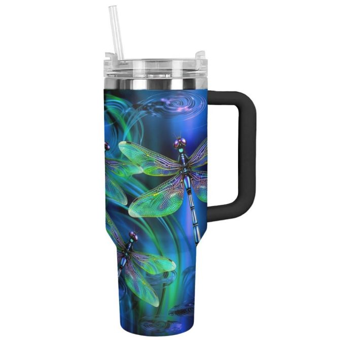 Dragonfly Custom Stanley Quencher 40Oz Stainless Steel Tumbler With Handle