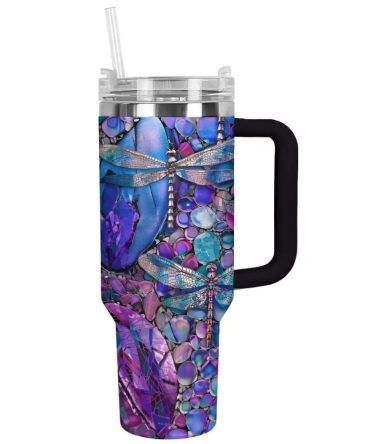 Dragonfly Custom Stanley Quencher 40Oz Stainless Steel Tumbler With Handle