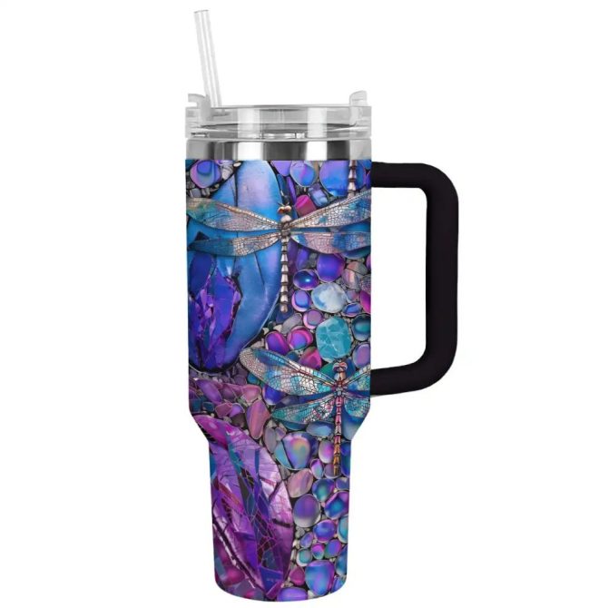 Dragonfly Custom Stanley Quencher 40Oz Stainless Steel Tumbler With Handle