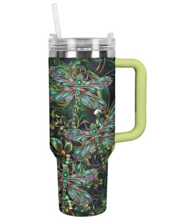 Dragonfly Custom Stanley Quencher 40Oz Stainless Steel Tumbler With Handle
