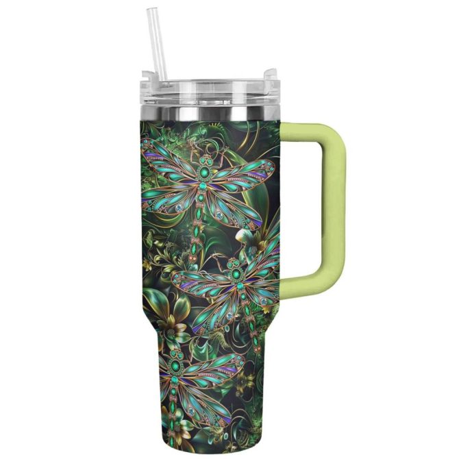 Dragonfly Custom Stanley Quencher 40Oz Stainless Steel Tumbler With Handle
