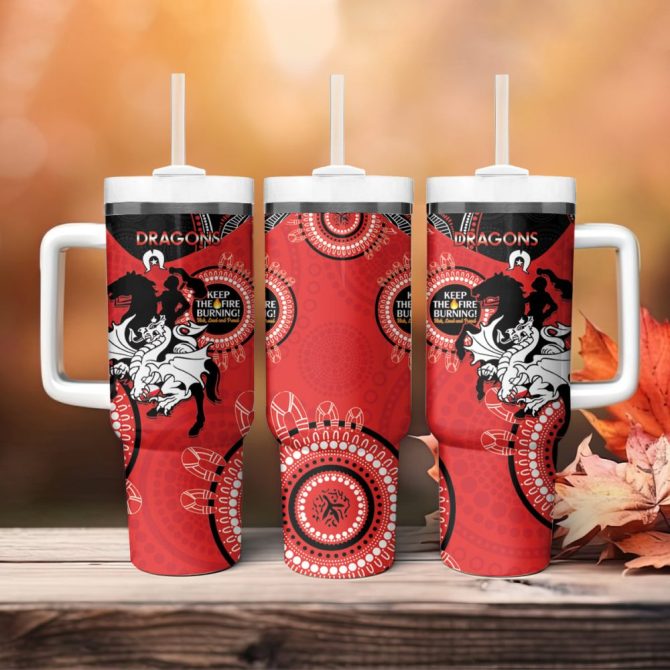 Dragons Naidoc Week Nrl Custom Stanley Quencher 40Oz Stainless Steel Tumbler - Image 5
