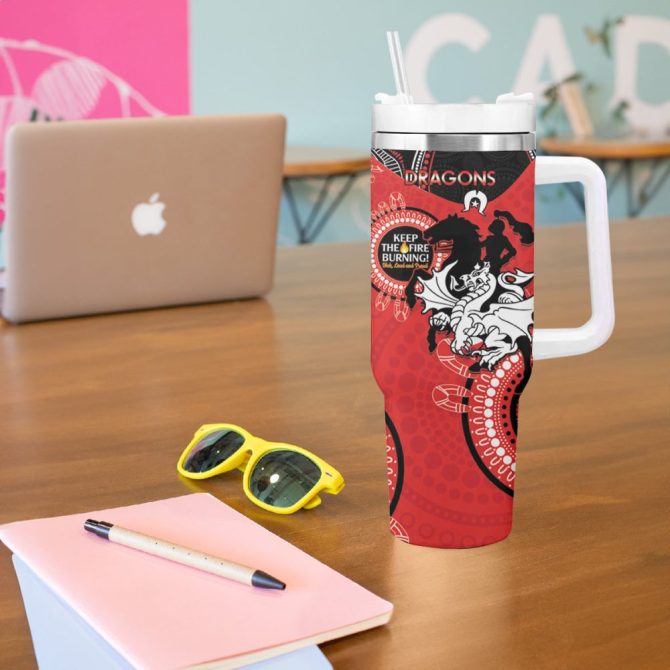 Dragons Naidoc Week Nrl Custom Stanley Quencher 40Oz Stainless Steel Tumbler - Image 6
