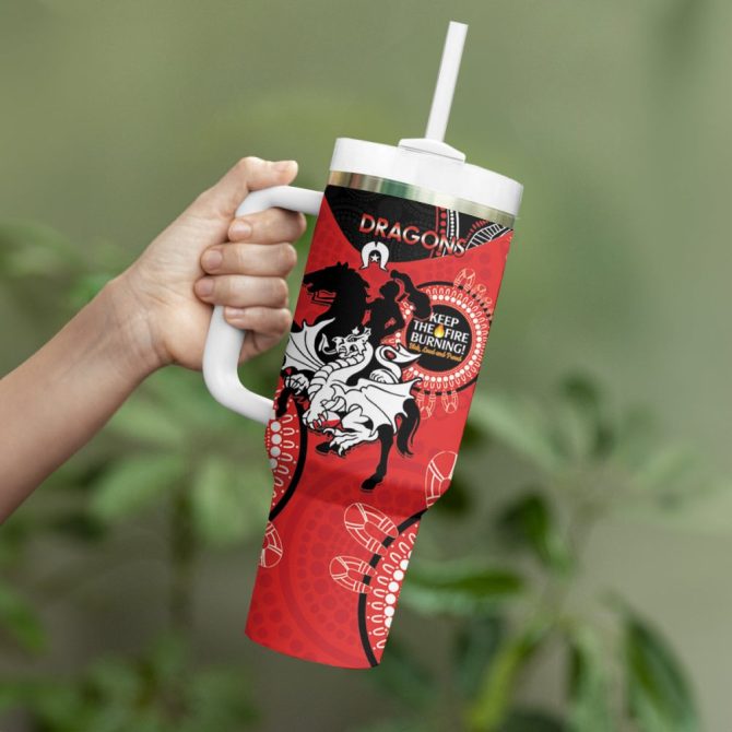 Dragons Naidoc Week Nrl Custom Stanley Quencher 40Oz Stainless Steel Tumbler - Image 4