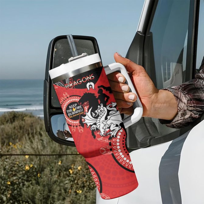 Dragons Naidoc Week Nrl Custom Stanley Quencher 40Oz Stainless Steel Tumbler - Image 8