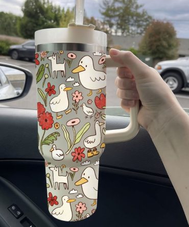 Duck Pattern Custom Stanley Quencher 40Oz Stainless Steel Tumbler