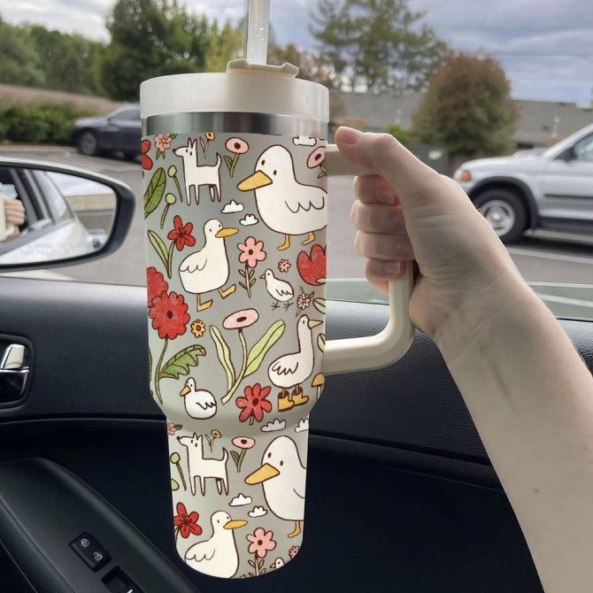 Duck Pattern Custom Stanley Quencher 40Oz Stainless Steel Tumbler