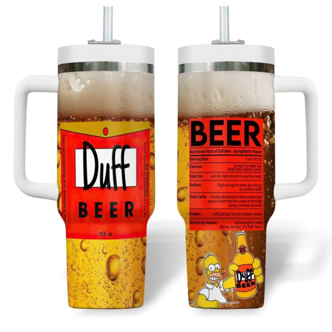 Duff Beer Drinks Custom Stanley Quencher 40Oz Stainless Steel Tumbler
