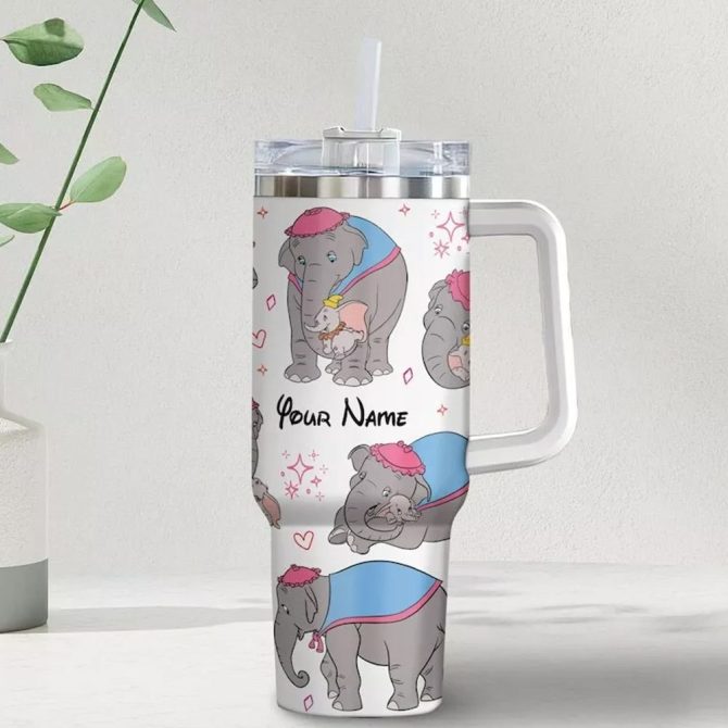 Dumbo And Jumbo Cartoon Custom Stanley Quencher 40Oz Stainless Steel Tumbler With Handle - Image 3