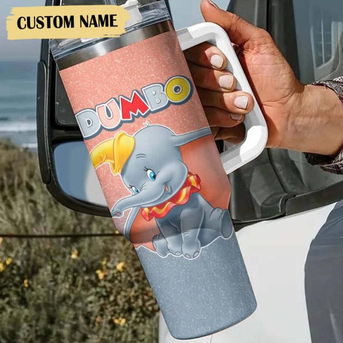 Dumbo The Elephant Cartoon Custom Stanley Quencher 40Oz Stainless Steel Tumbler - Image 3