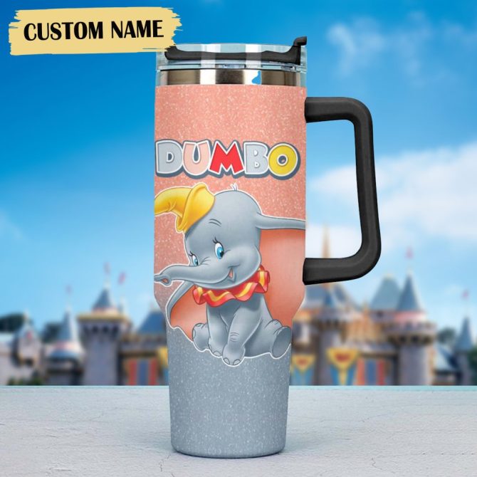 Dumbo The Elephant Cartoon Custom Stanley Quencher 40Oz Stainless Steel Tumbler - Image 2