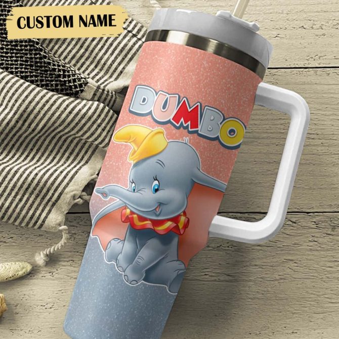Dumbo The Elephant Cartoon Custom Stanley Quencher 40Oz Stainless Steel Tumbler - Image 4