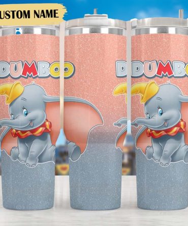 Dumbo The Elephant Cartoon Custom Stanley Quencher 40Oz Stainless Steel Tumbler